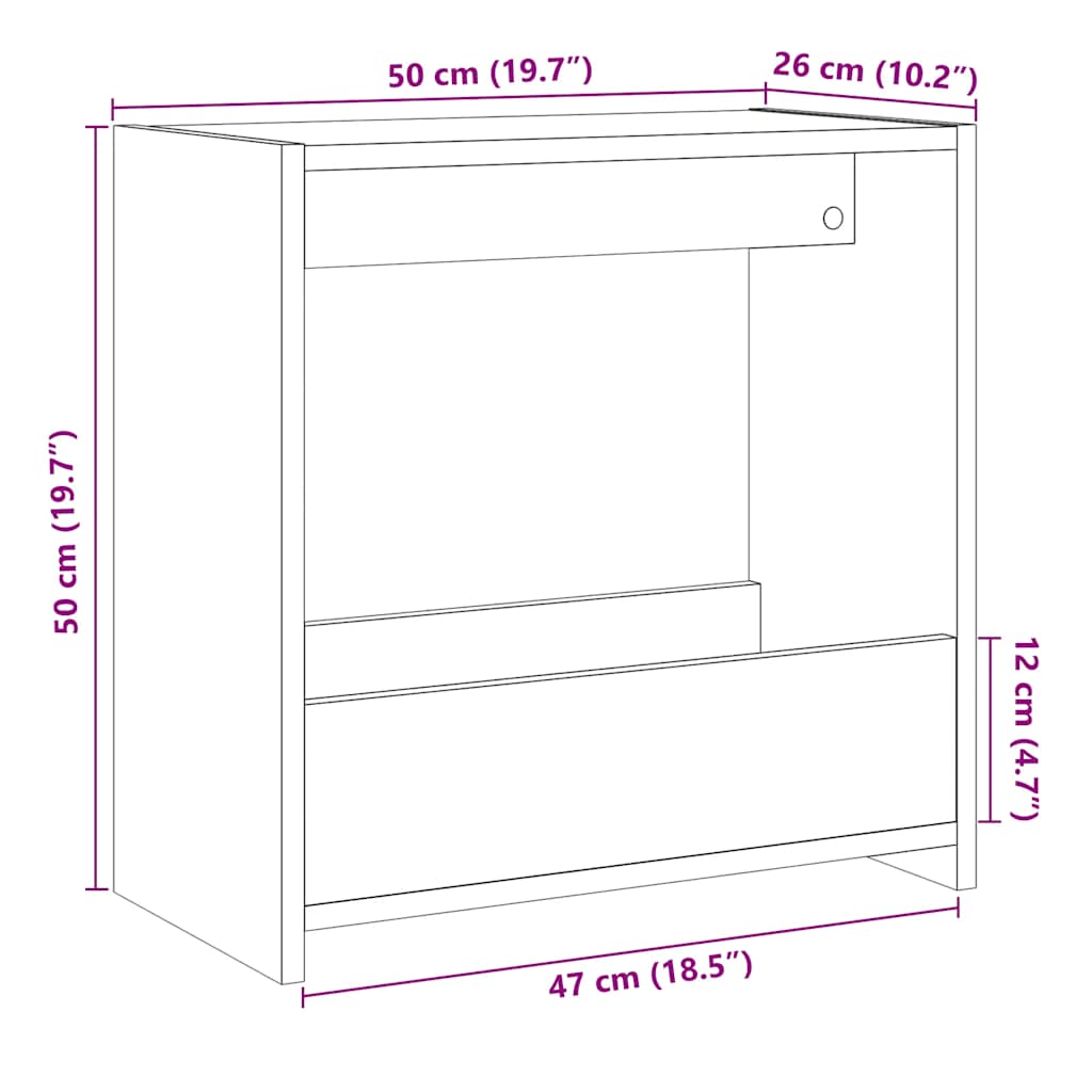 Sidebord artisan eik 50x26x50 cm konstruert tre