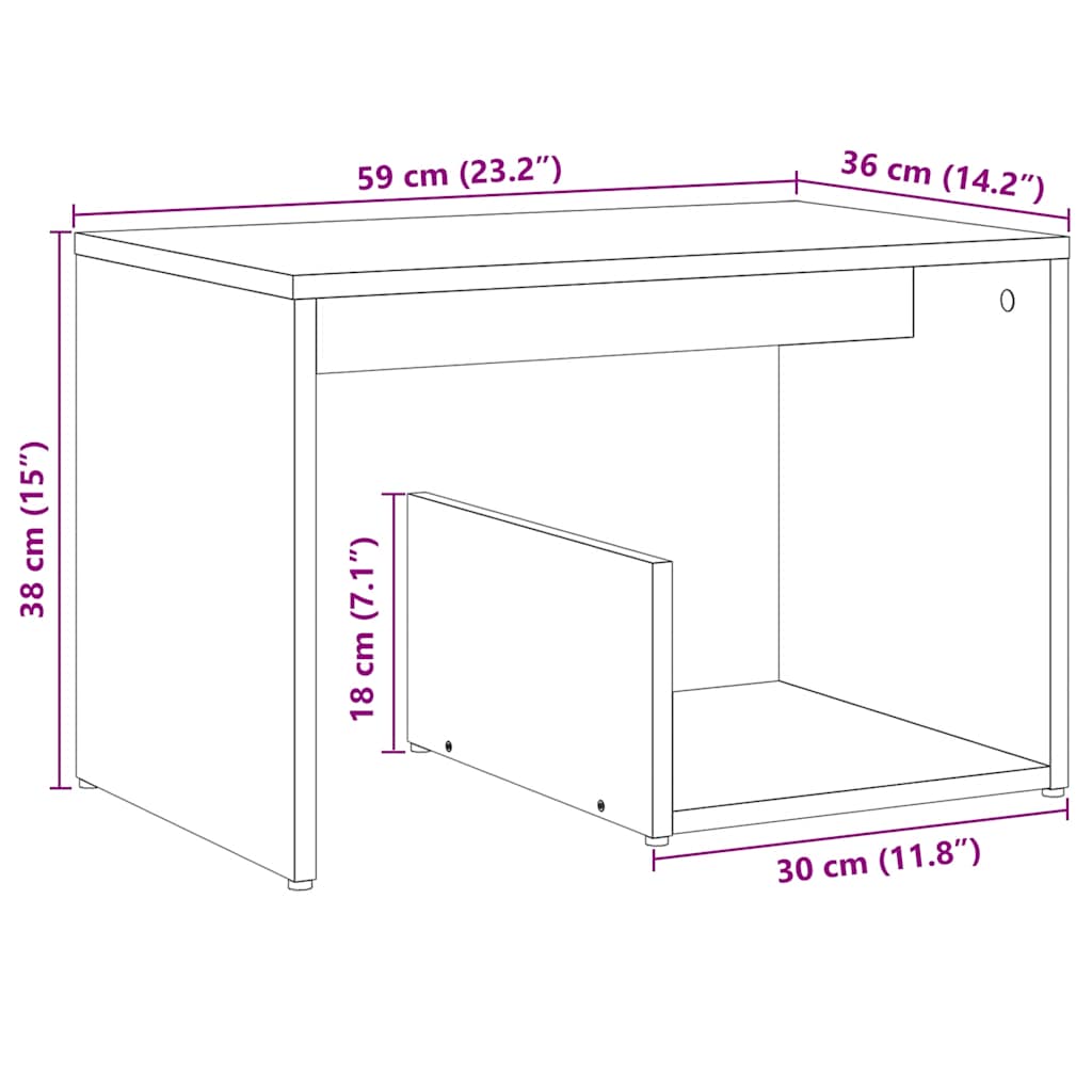 Sidebord artisan eik 59x36x38 cm konstruert tre