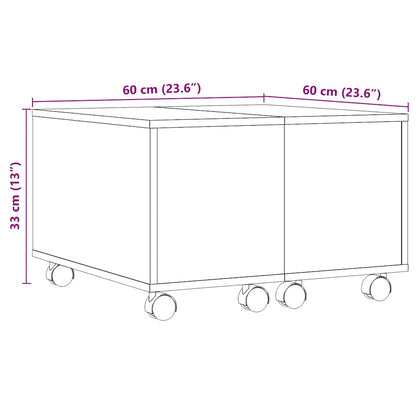 Salongbord gammelt tre 60x60x38 cm konstruert tre