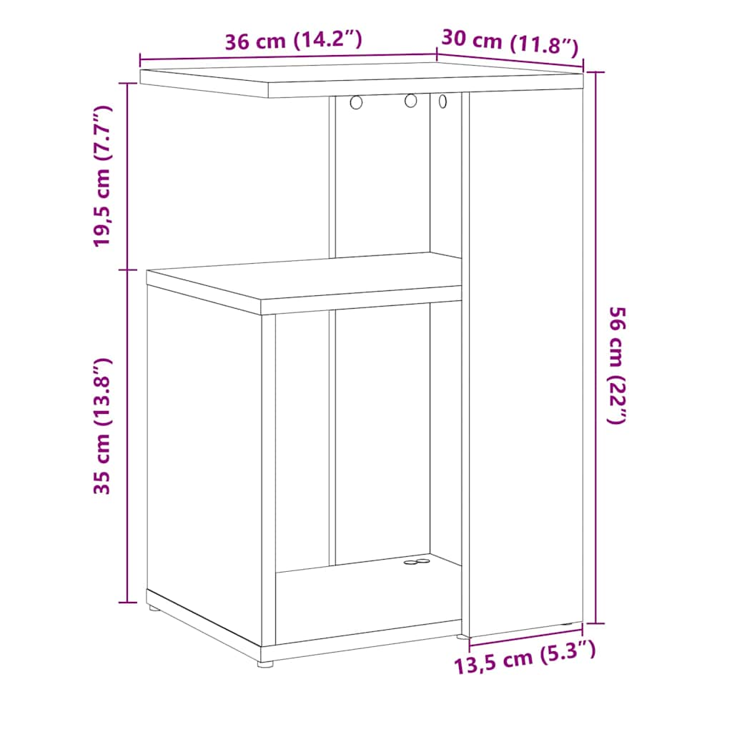 Sidebord artisan eik 50x30x50 cm konstruert tre