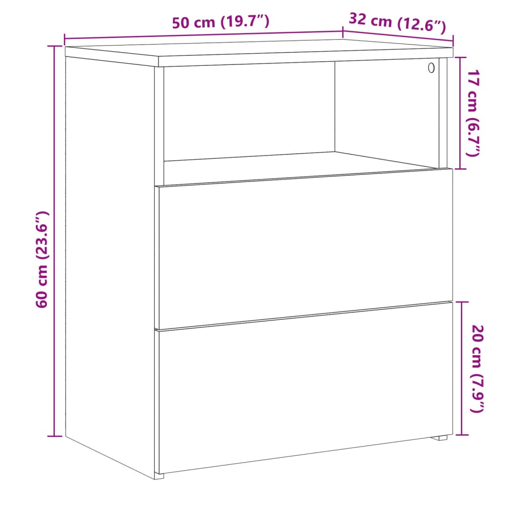 Nattbord Sengbord artisan eik 50x32x60 cm konstruert tre