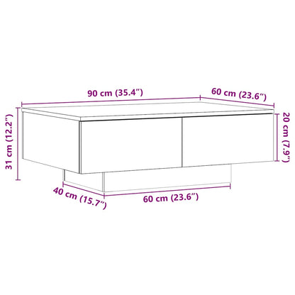 Salongbord gammelt tre 90x60x31 cm konstruert tre