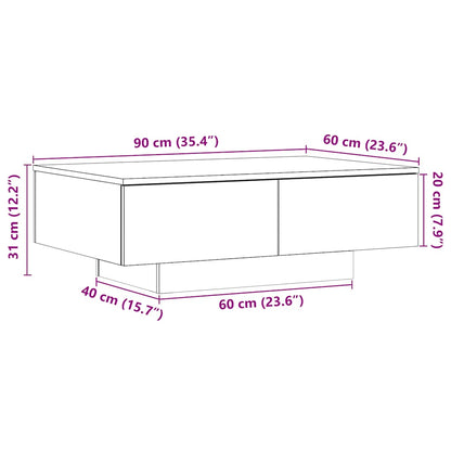 Salongbord artisan eik 90x60x31 cm konstruert tre