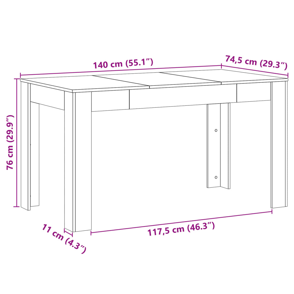 Spisebord Kjøkkenbord gammelt tre 140x74,5x76 cm konstruert tre