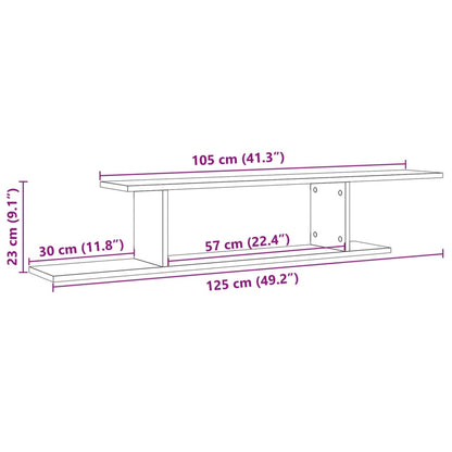 Vegghylle gammelt tre 125x18x23 cm konstruert tre