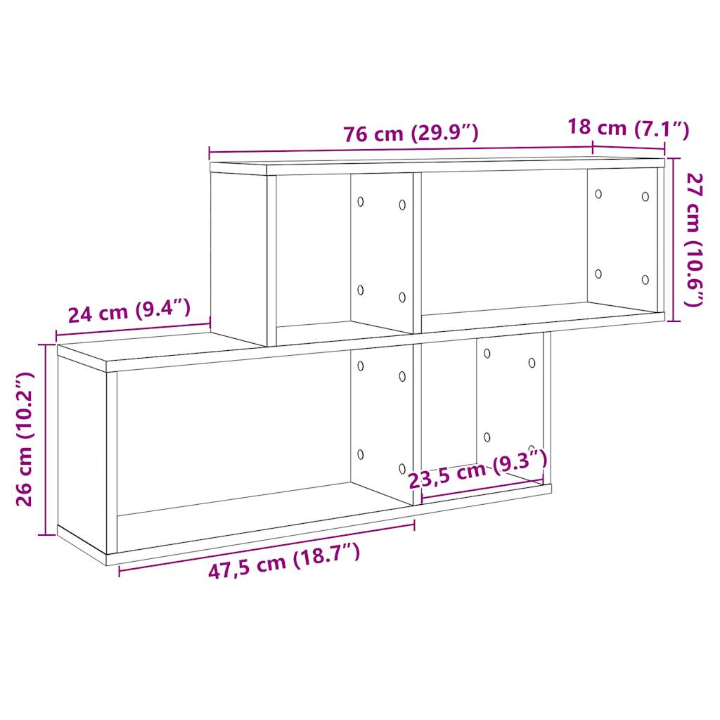 Vegghylle gammelt tre 100x18x53 cm konstruert tre