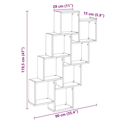 Vegghylle kubeformet artisan eik 90x15x119,5 cm konstruert tre