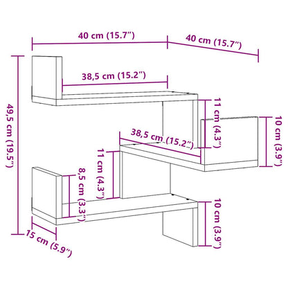 Vegghylle hylle gammelt tre 40x40x49,5 cm konstruert tre