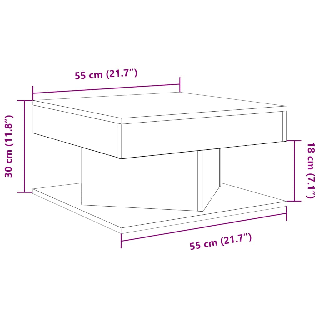 Salongbord gammelt tre 55x55x30 cm konstruert tre