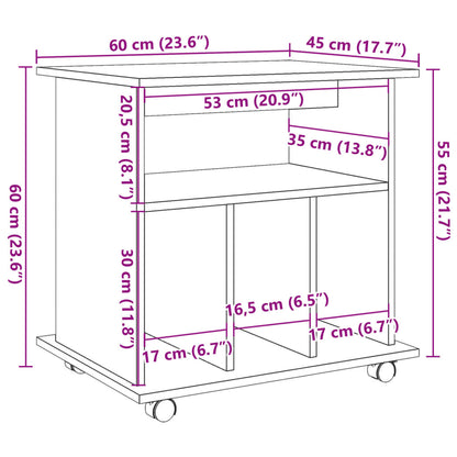 Sidebord Rulleskap gammelt tre 60x45x60 cm konstruert tre