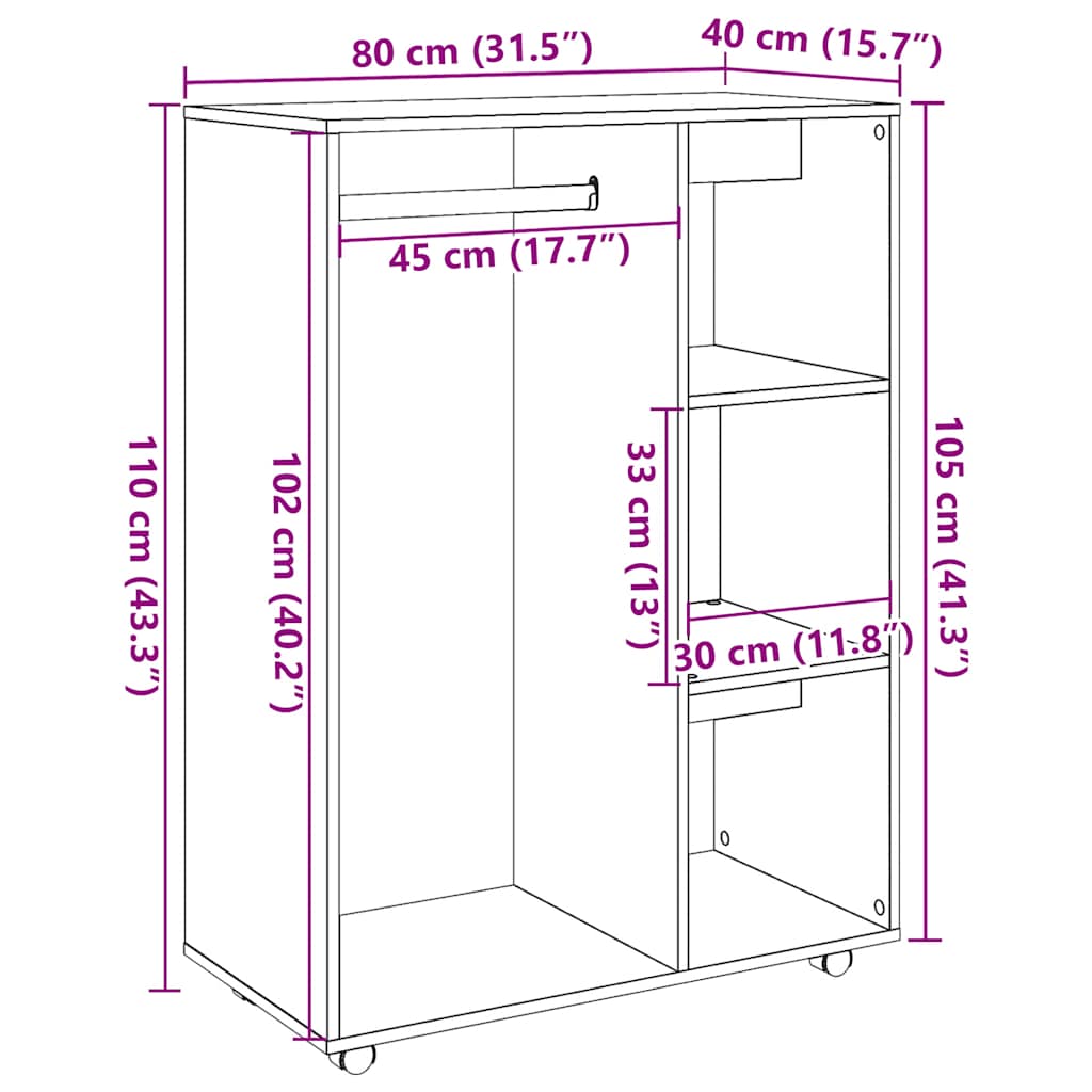 Skap gammelt tre 80x40x110 cm konstruert tre