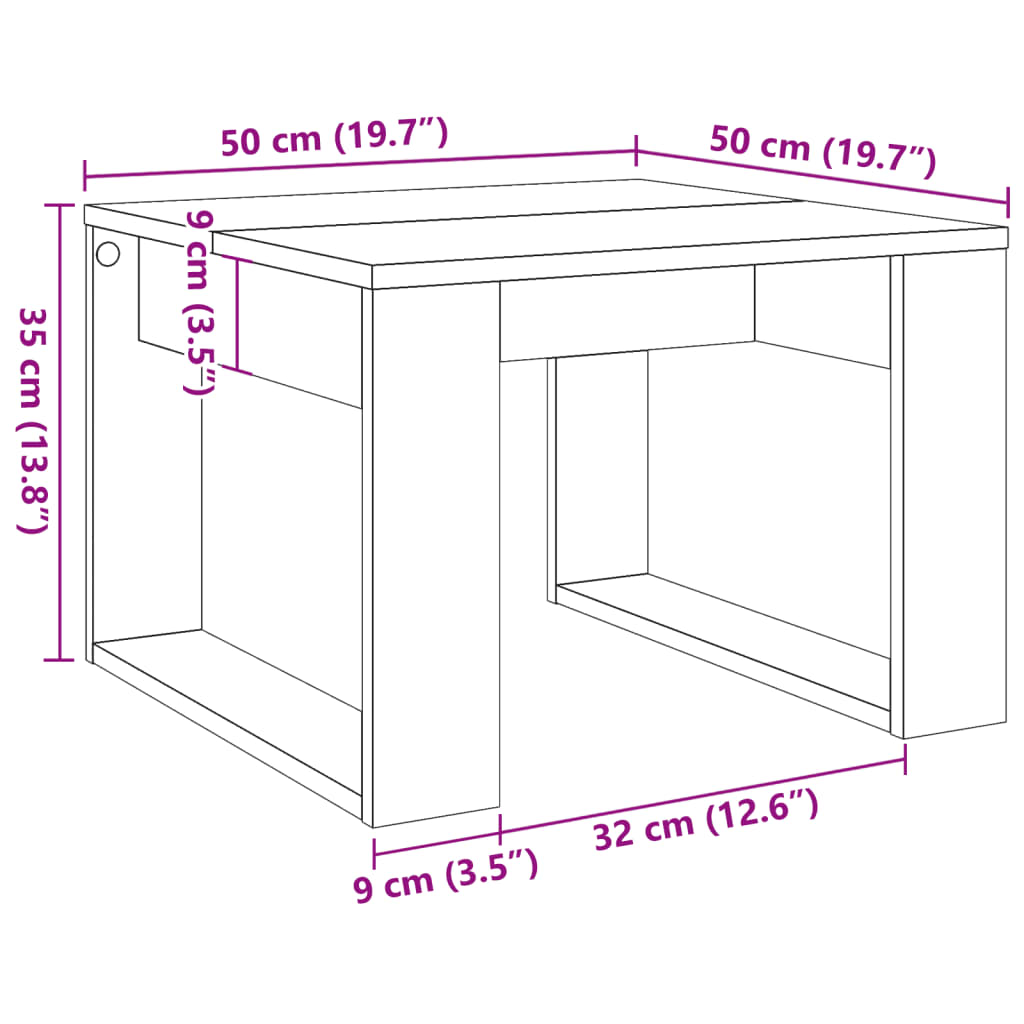 Sidebord gammelt tre 50x50x35 cm konstruert tre