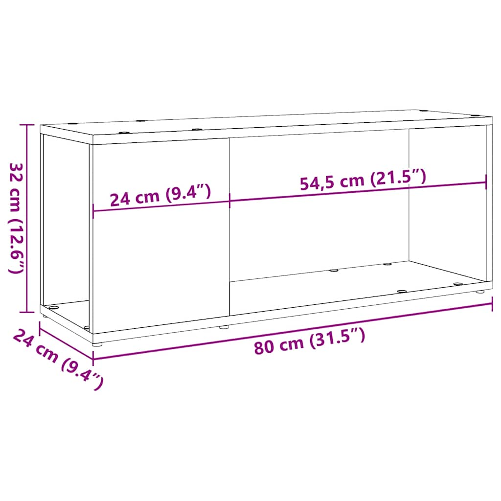 TV-benk artisan eik 80x24x32cm konstruert tre