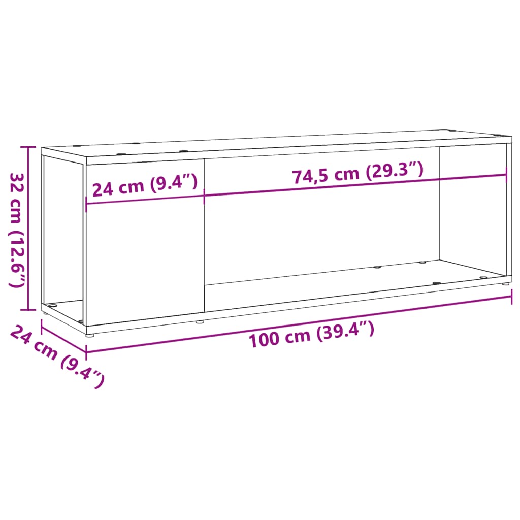 TV-benk gammelt tre 100x24x32 cm konstruert tre