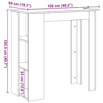 Barbord kafebord Bistrobord med hylle gammelt tre 102x50x103,5 cm konstruert tre