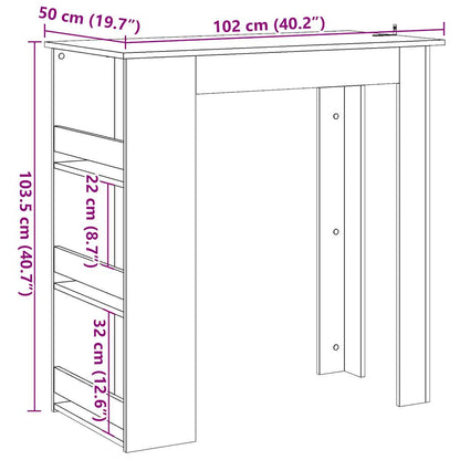 Barbord kafebord Bistrobord med oppbevaring gammelt tre 102x50x103,5 cm