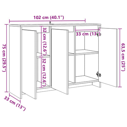 Skjenk Gammelt Tre 102x33x75 cm