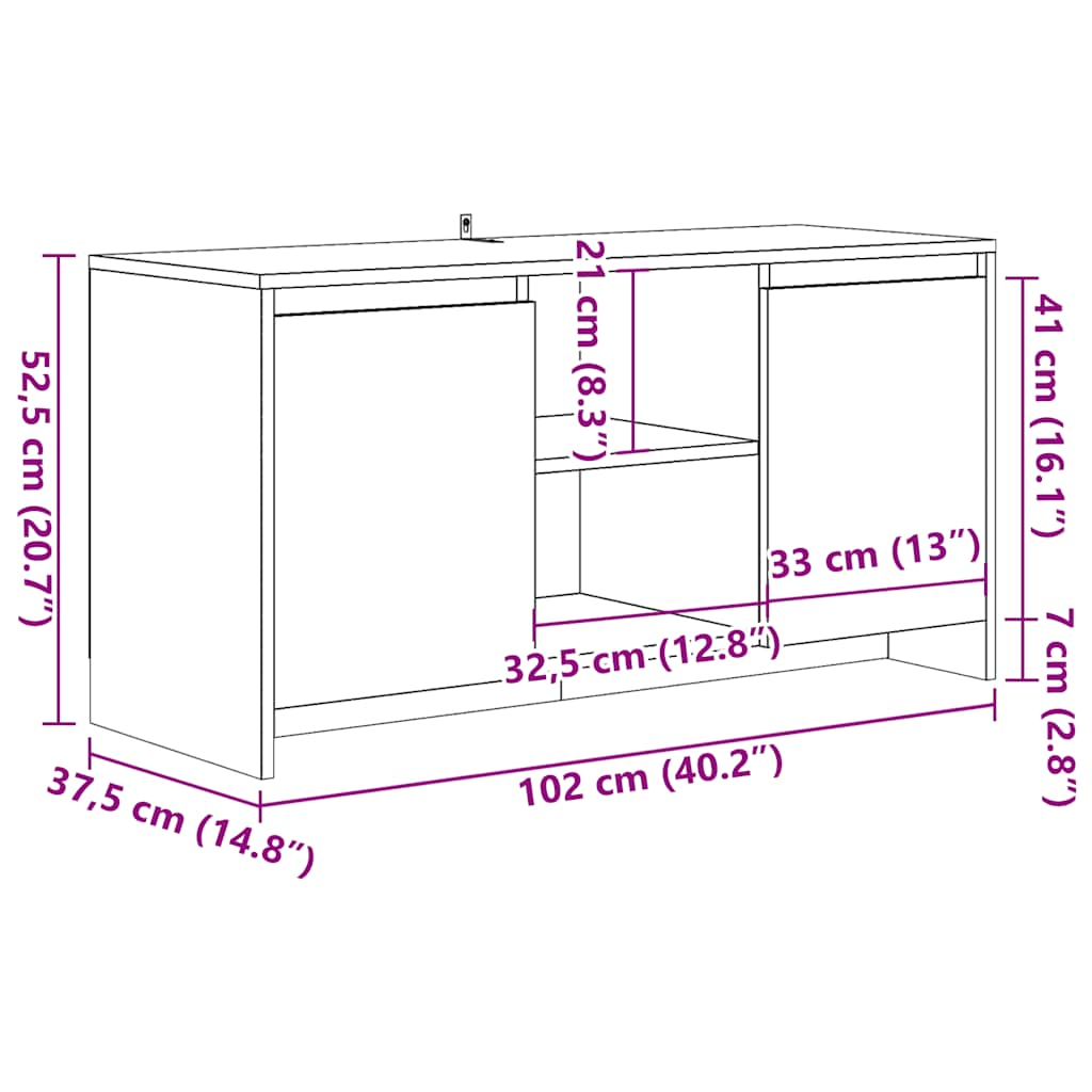 TV-benk gammelt tre 102x37,5x52,5 cm konstruert tre