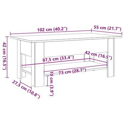 Salongbord gammelt tre 102x55x42 cm konstruert tre