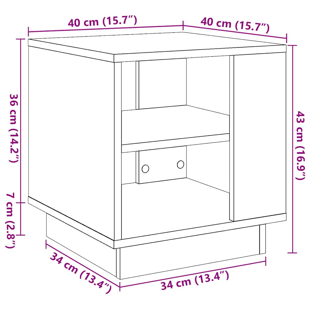 Salongbord artisan eik 40x40x43 cm konstruert tre