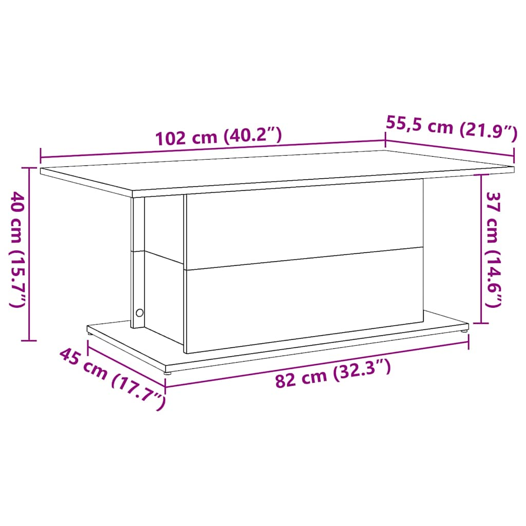 Salongbord artisan eik 102x55,5x40 cm konstruert tre