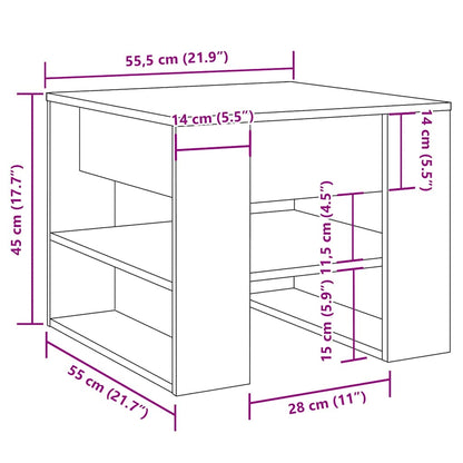 Salongbord artisan eik 55,5x55x45 cm konstruert tre