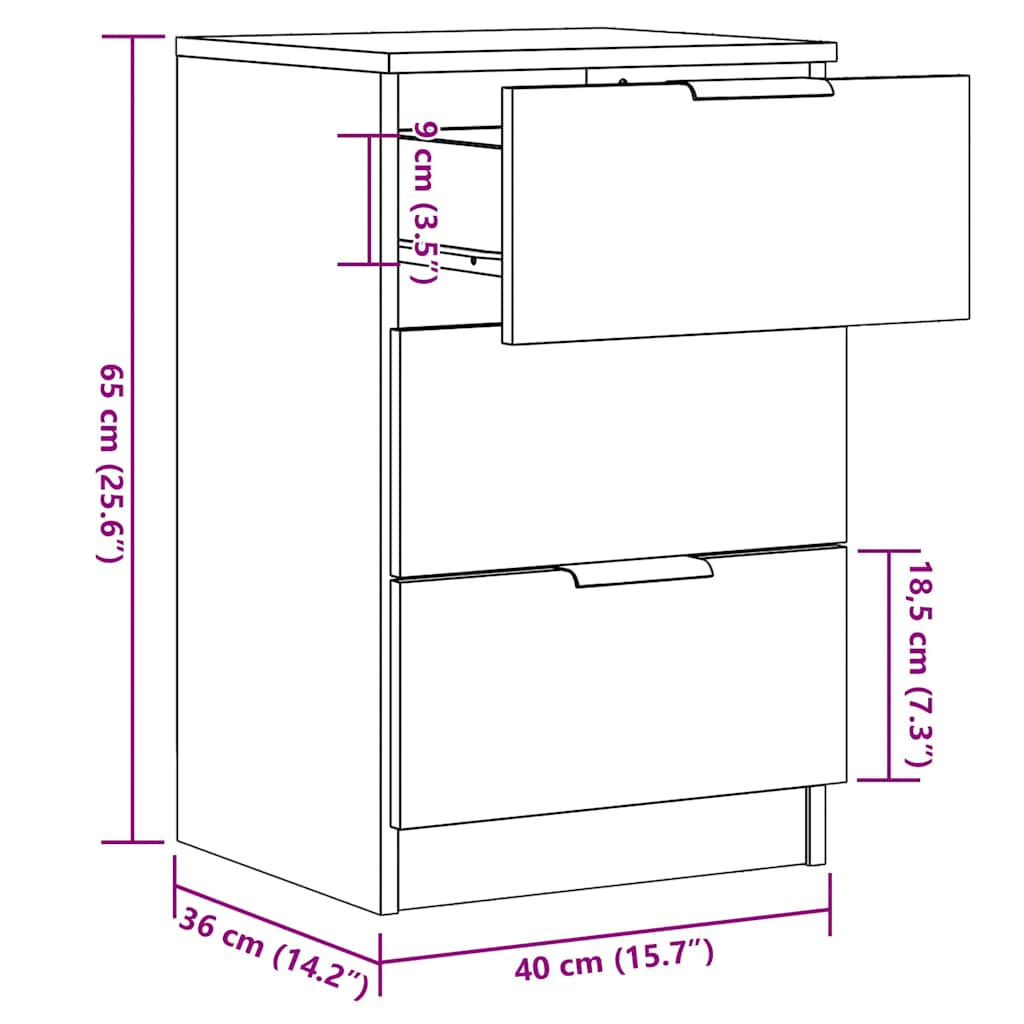 Nattbord 2 stk gammelt tre 40x36x65 cm konstruert tre