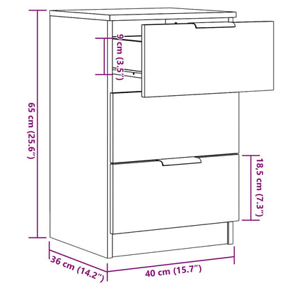 Nattbord 2 stk artisan eik 40x36x65 cm konstruert tre