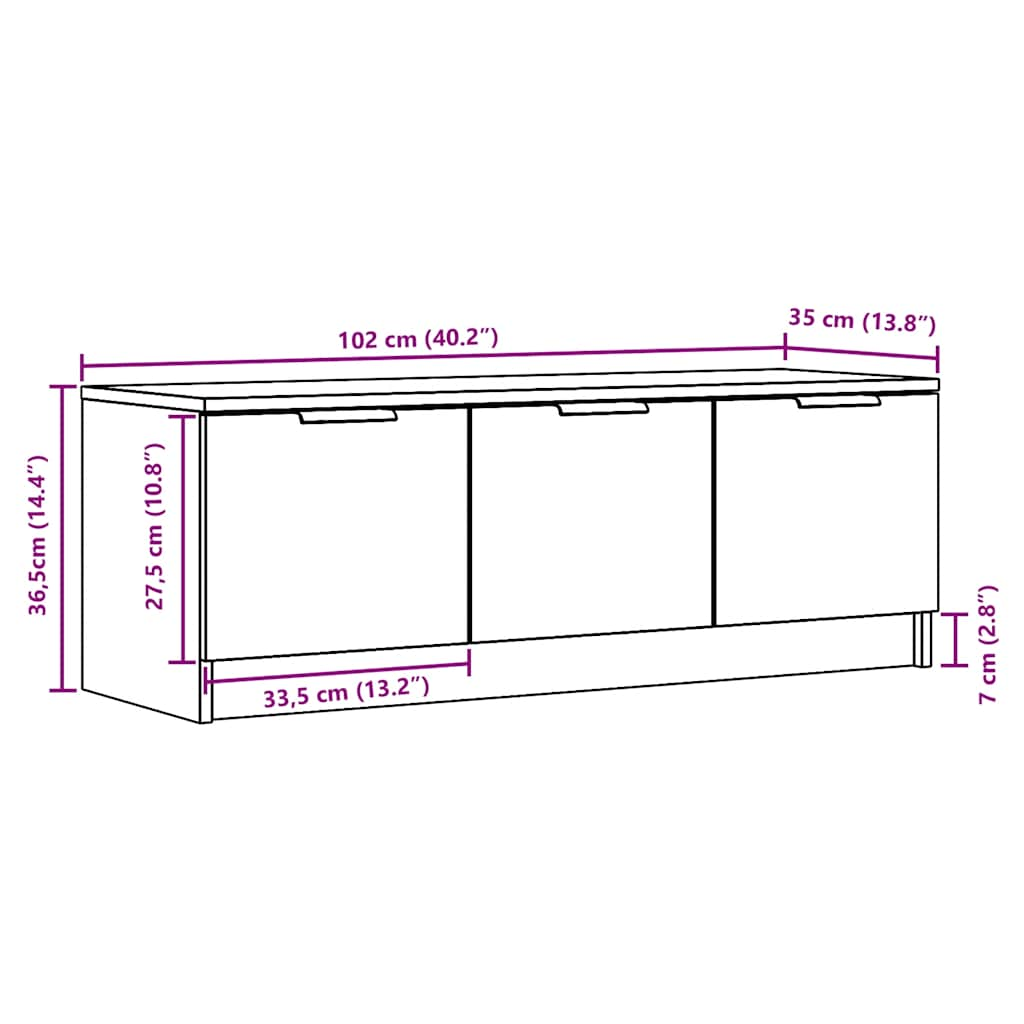 TV-benk gammelt tre 102x35x36,5 cm konstruert tre