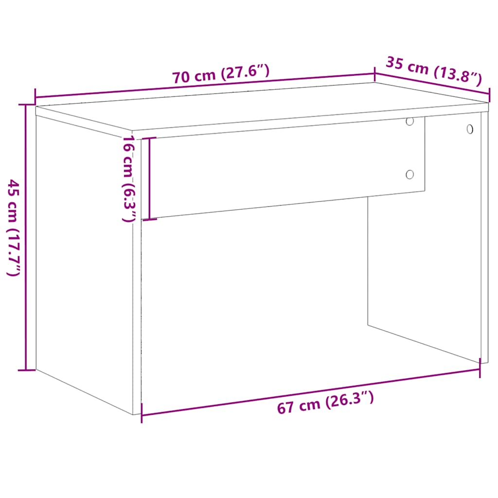 Krakk til sminkebord artisan eik 70x35x45 cm konstruert tre