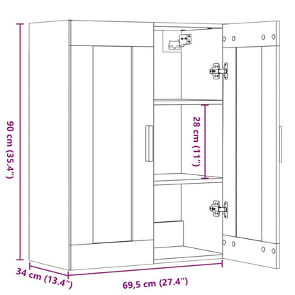 Veggskap gammelt tre 69,5x34x90 cm