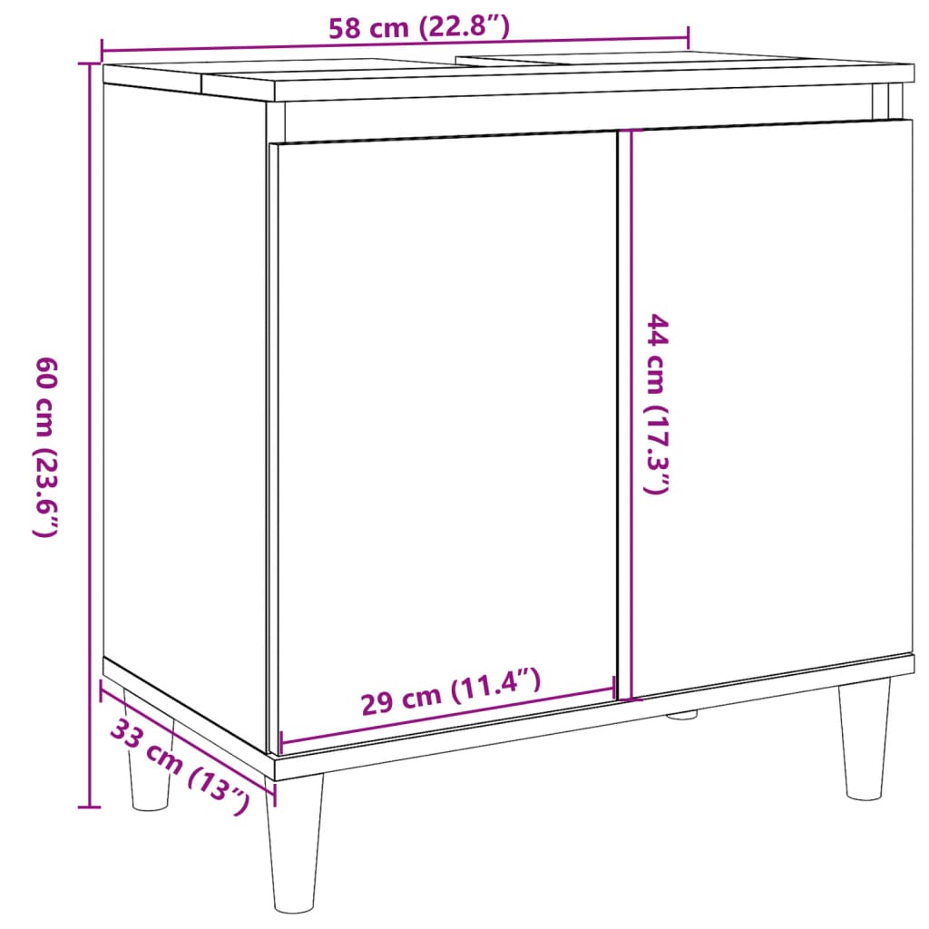 Baderomsservantskap artisan eik 58x33x60 cm konstruert tre