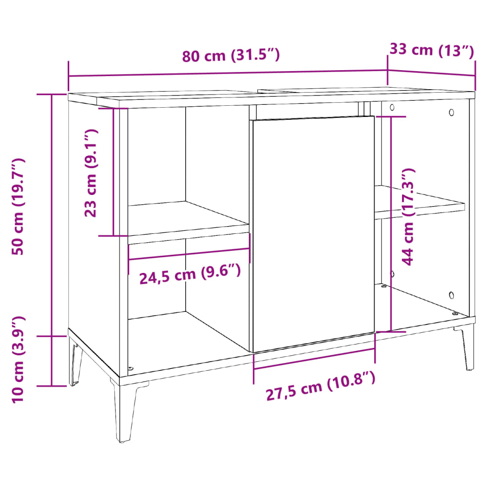 Baderomsservantskap artisan eik 80x33x60 cm konstruert tre