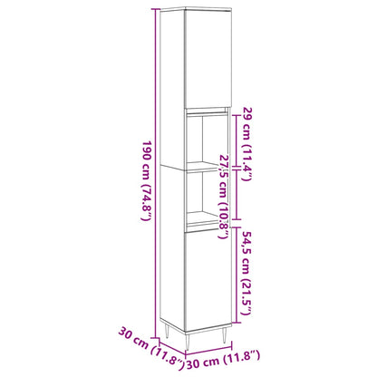 Baderomsskap betonggrå 30x30x190 cm konstruert tre