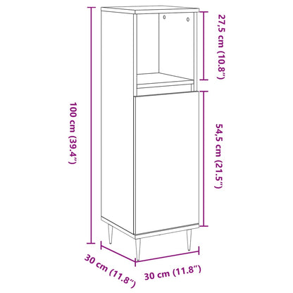 Baderomsskap betonggrå 30x30x100 cm konstruert tre