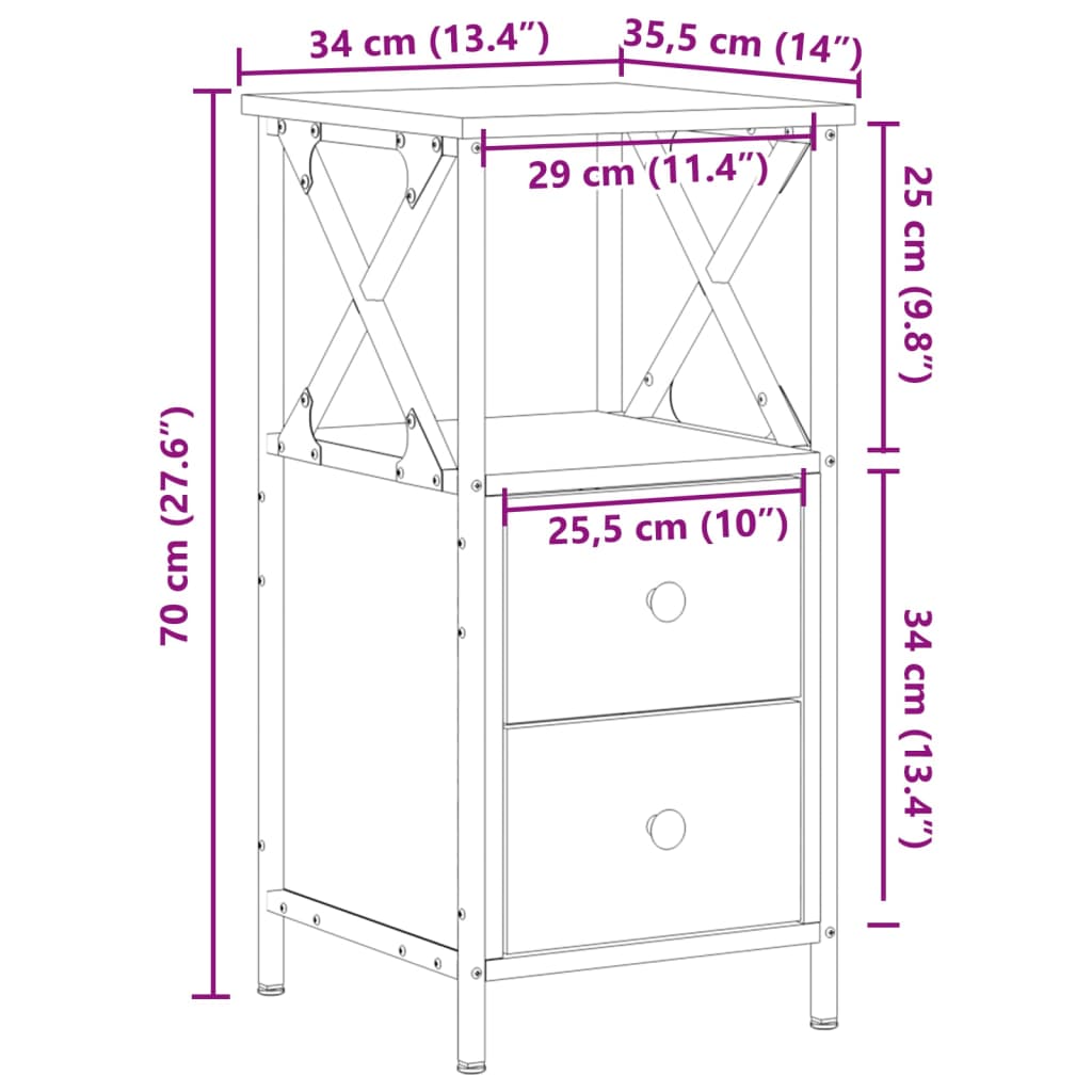 Nattbord gammelt tre 34x35,5x70 cm konstruert tre