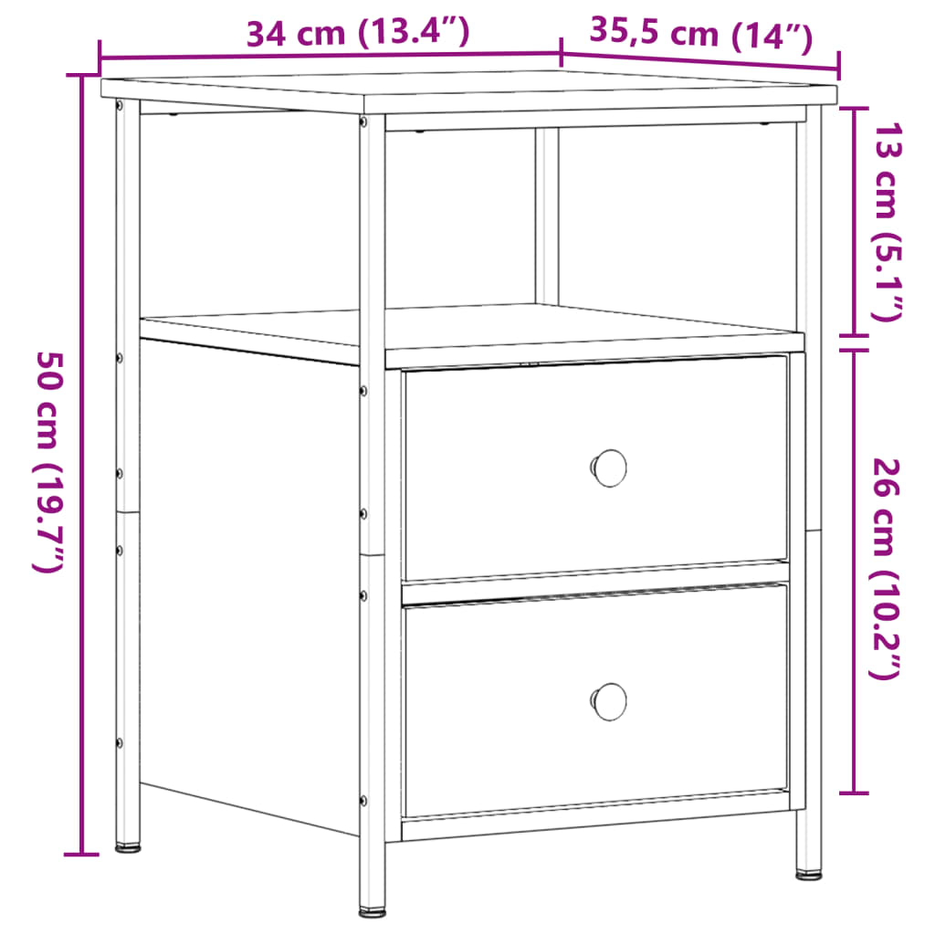 Nattbord Sengbord artisan eik 34x35,5x50 cm konstruert tre