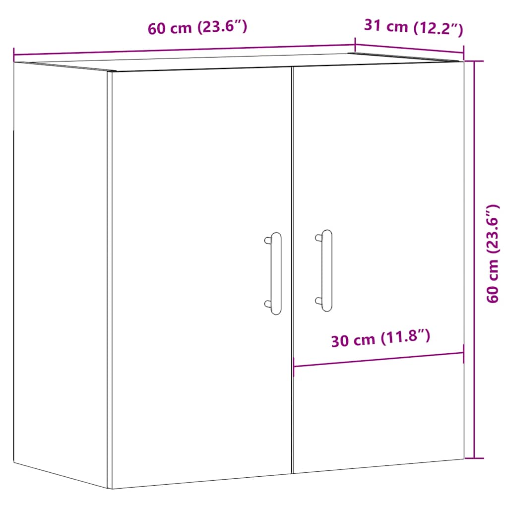 Veggskap artisan eik 60x31x60 cm konstruert tre