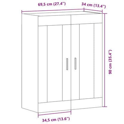 Veggskap gammelt tre 69,5x34x90 cm konstruert tre