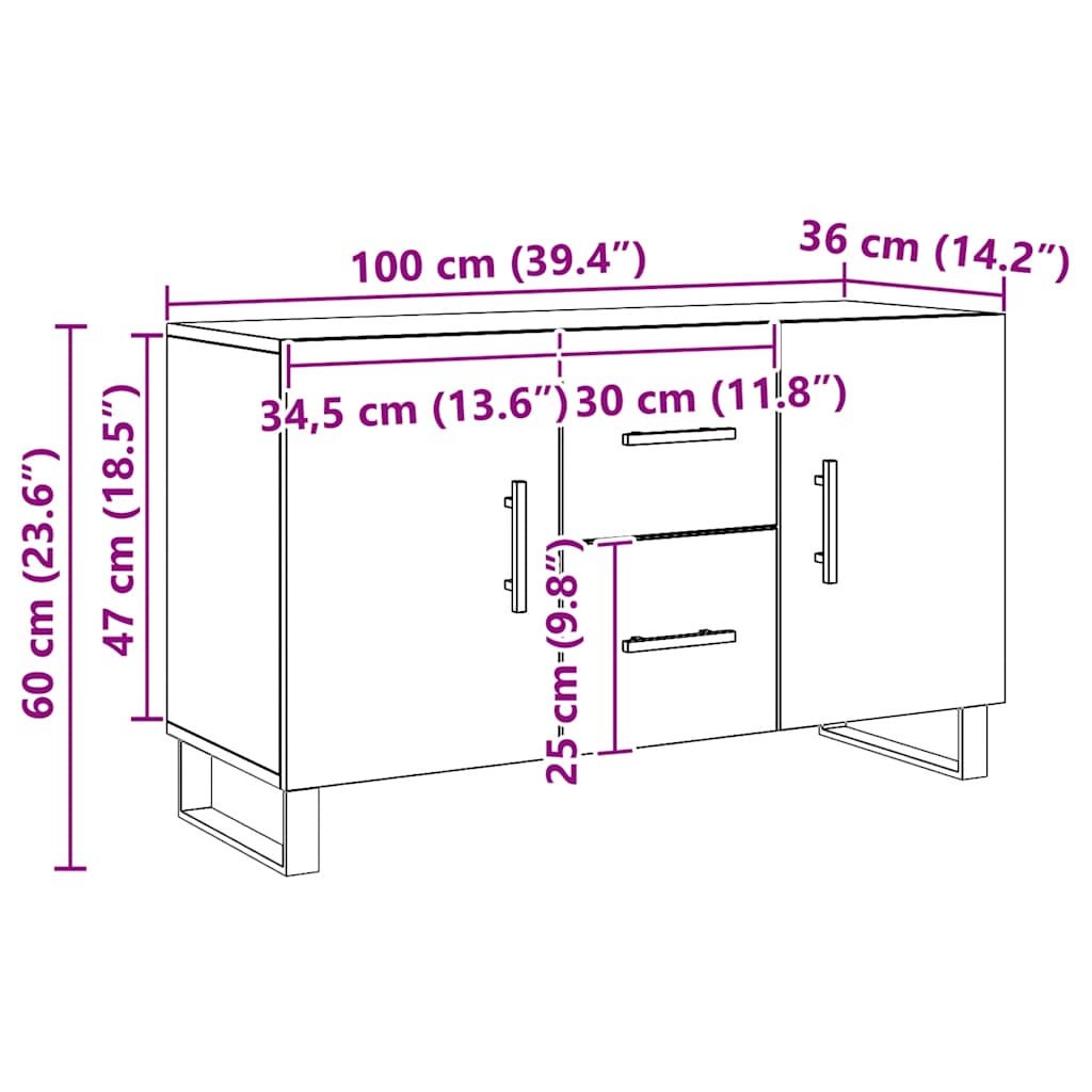 Skjenk Artisan Eik 100x36x60 cm