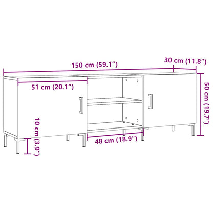 TV-benk artisan eik 150x30x50 cm konstruert tre