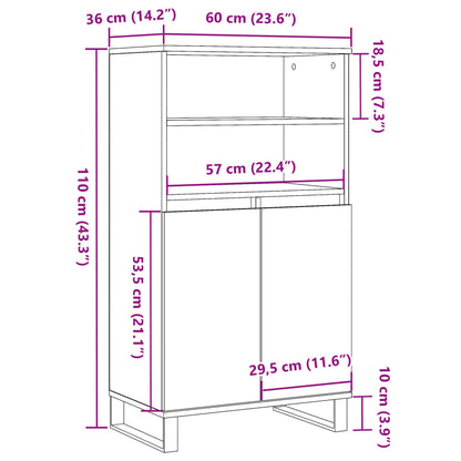 Skap gammelt tre 60x36x110 cm konstruert tre