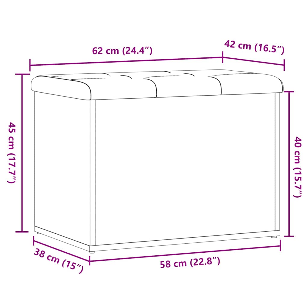 Oppbevaringsbenk gammelt tre 62x42x45 cm konstruert tre