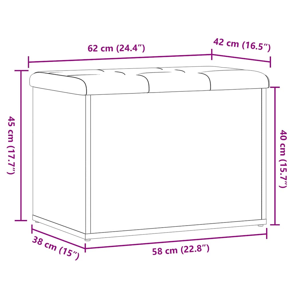 Oppbevaringsbenk artisan eik 62x42x45 cm konstruert tre