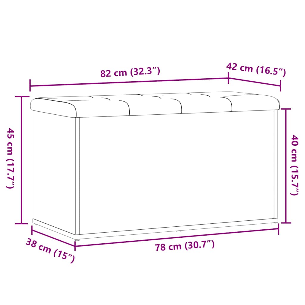 Oppbevaringsbenk gammelt tre 82x42x45 cm konstruert tre