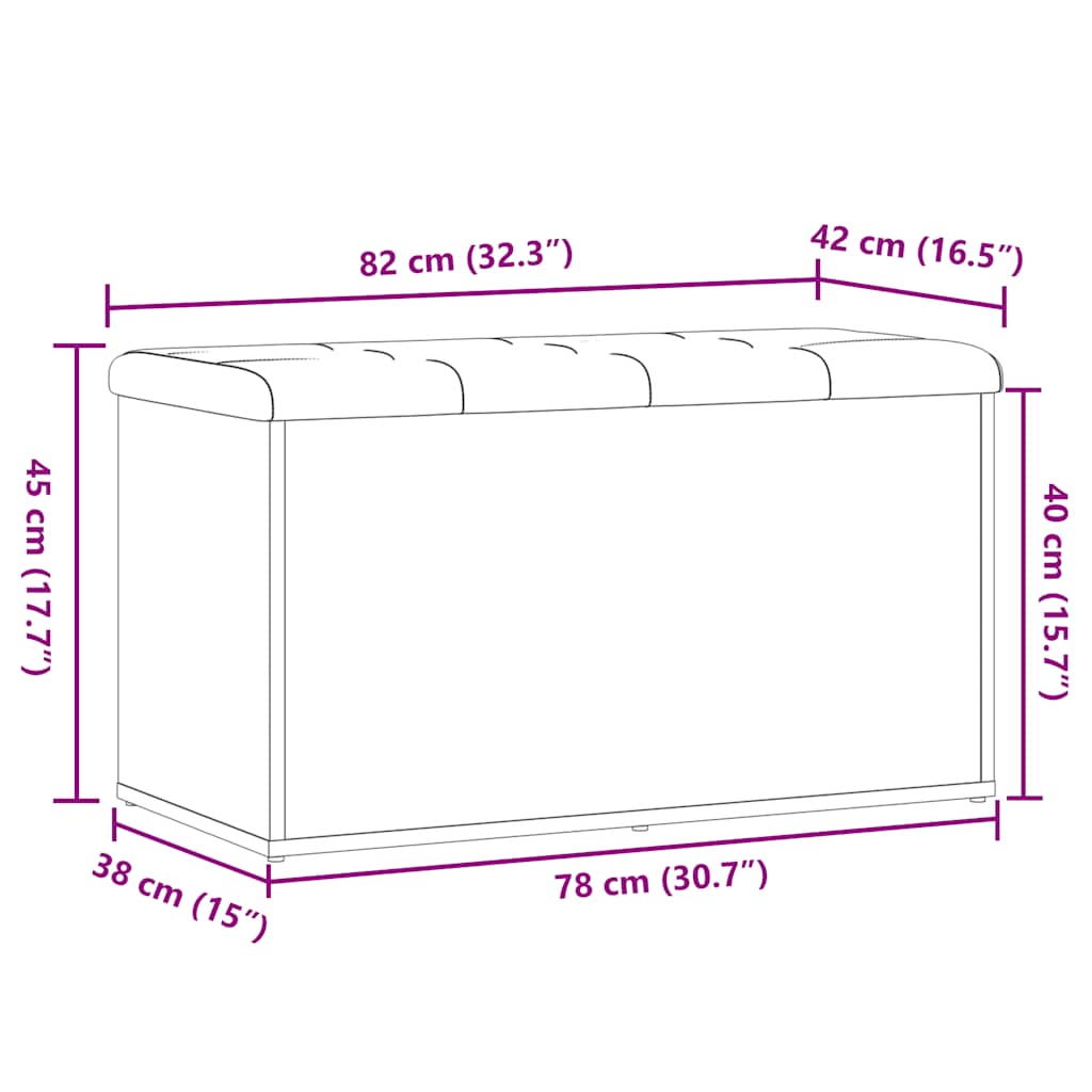 Oppbevaringsbenk artisan eik 82x42x45 cm konstruert tre