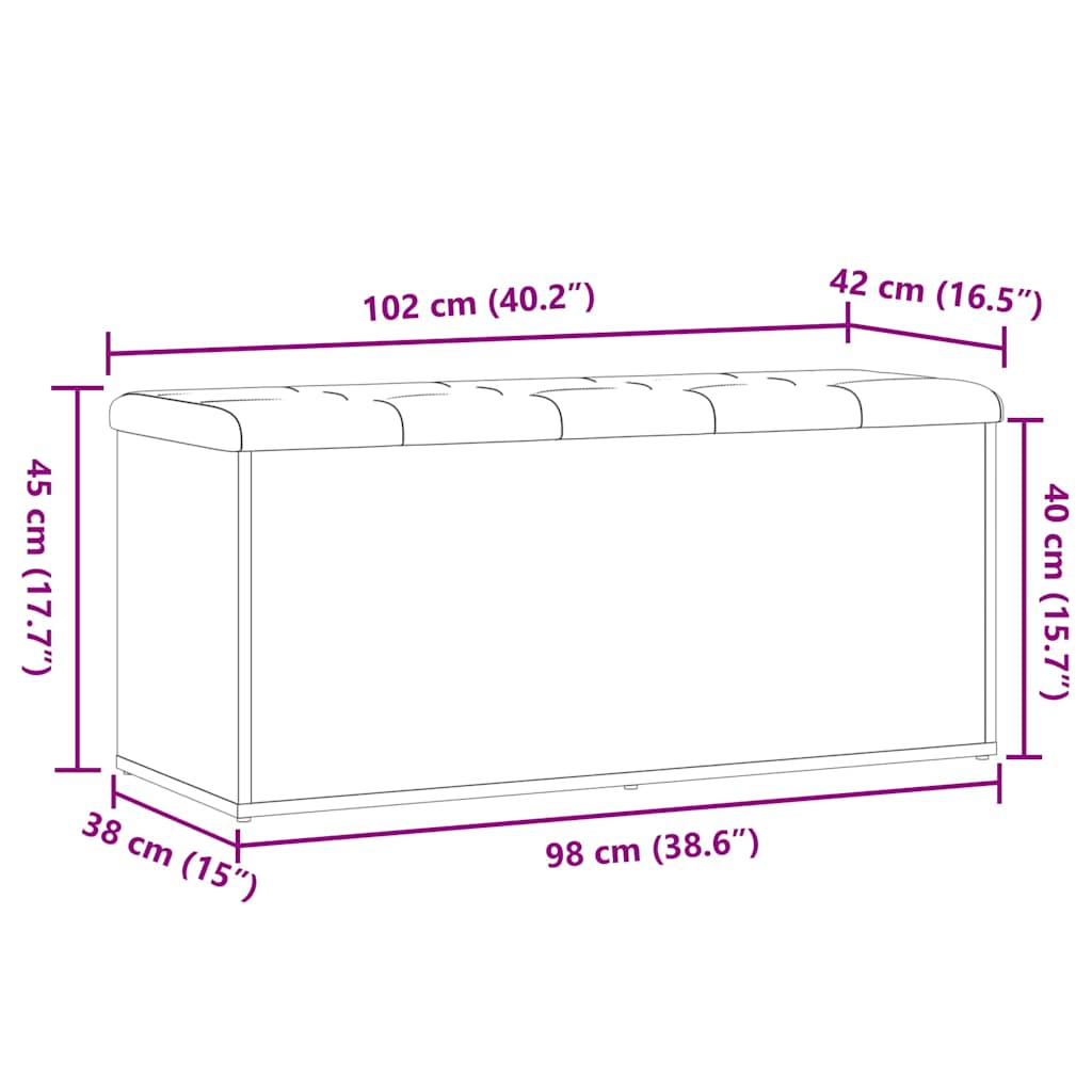 Oppbevaringsbenk gammelt tre 102x42x45 cm konstruert tre