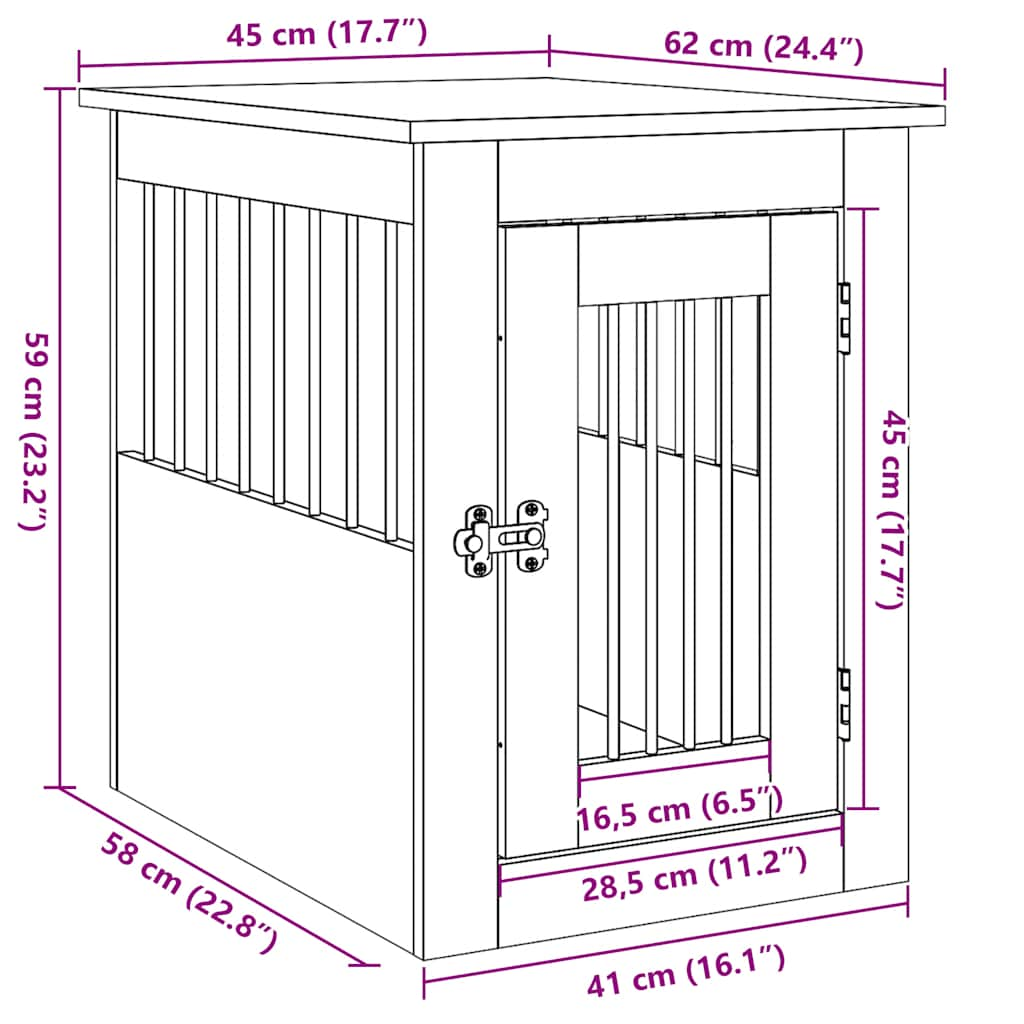 Hundehus betonggrå 45x62x59 cm konstruert tre