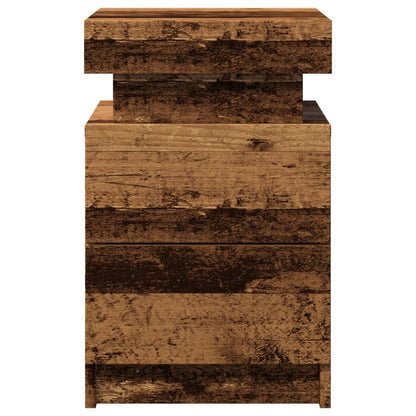 Nattbord Sengbord Gammelt Tre med LED 35x39x55 cm
