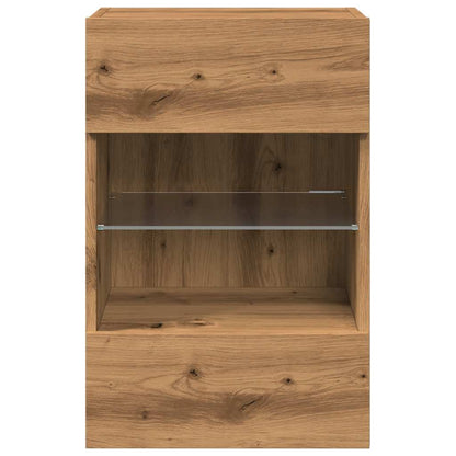 TV-benker med LED-lys 2 stk artisan eik 40x30x60,5 cm